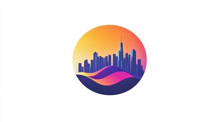 Colorful city skyline logo design