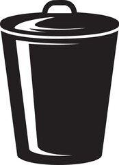 Trash Can Silhouette Vector | Waste Bin Black Vector Art Illustration for Clean Design Concepts