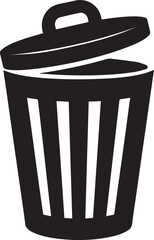 Trash Can Silhouette Vector | Waste Bin Black Vector Art Illustration for Clean Design Concepts
