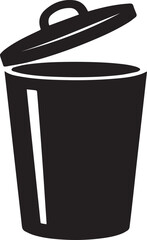 Trash Can Silhouette Vector | Waste Bin Black Vector Art Illustration for Clean Design Concepts