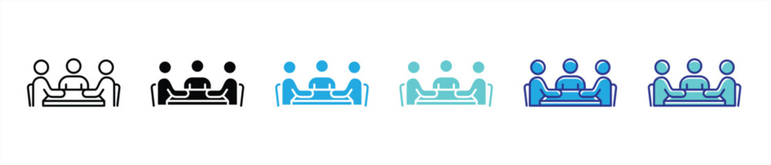 teamwork icon set. contain collaboration, connection, workspace, communication thin line and color style icon symbol sign. vector illustration