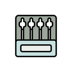 Cotton swabs case color vector icon. Cotton swab sign, vector simple element illustration from hygiene concept. Isolated on white background.