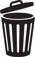 Trash Can Silhouette Vector | Waste Bin Black Vector Art Illustration for Clean Design Concepts