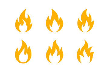 Collection of abstract orange fire flame illustration