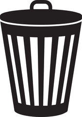 Trash Can Silhouette Vector | Waste Bin Black Vector Art Illustration for Clean Design Concepts