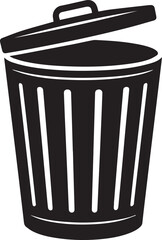 Trash Can Silhouette Vector | Waste Bin Black Vector Art Illustration for Clean Design Concepts