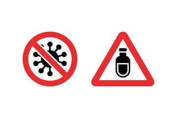 Stop virus and toxic substance warning signs icon