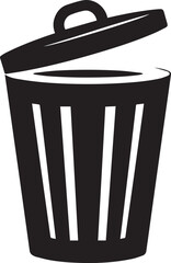 Trash Can Silhouette Vector | Waste Bin Black Vector Art Illustration for Clean Design Concepts