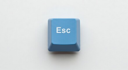 Close-up of a blue Escape (Esc) key from a computer keyboard