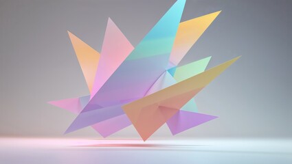 Abstract Transparent Pastel Polygon Explosion on Light Background