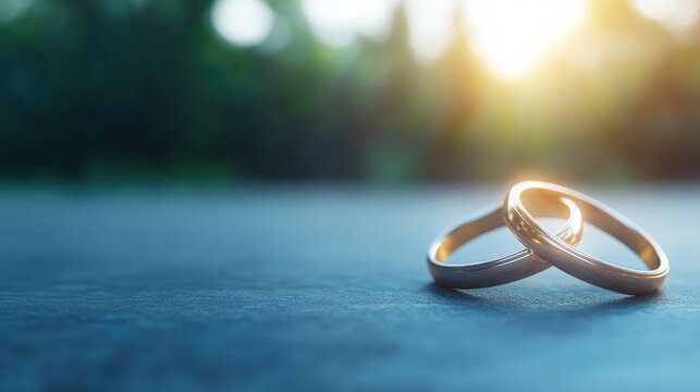 Intertwined gold rings symbolizing love and commitment for wedding anniversary or celebration