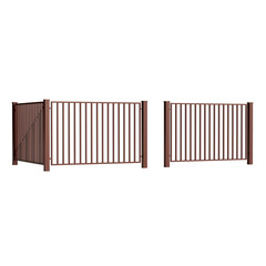 A brown fence with a gate is shown