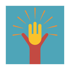 Obraz premium Abstract hand symbolizing ideas creativity and thought on a blue background illustration