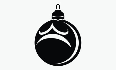 Christmas bauble silhouette, Holiday ornament icon, Festive ball vector