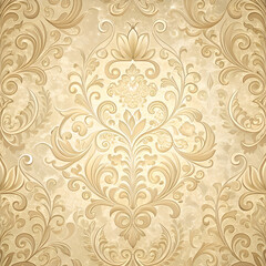 Ornate gold damask wallpaper design.