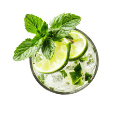 Refreshing Mojito Cocktail With Lime Mint  isolated on a transparent background