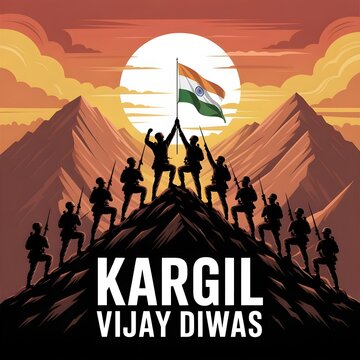 Kargil vijay diwas banner or poster. 26 july. happy independence day post.