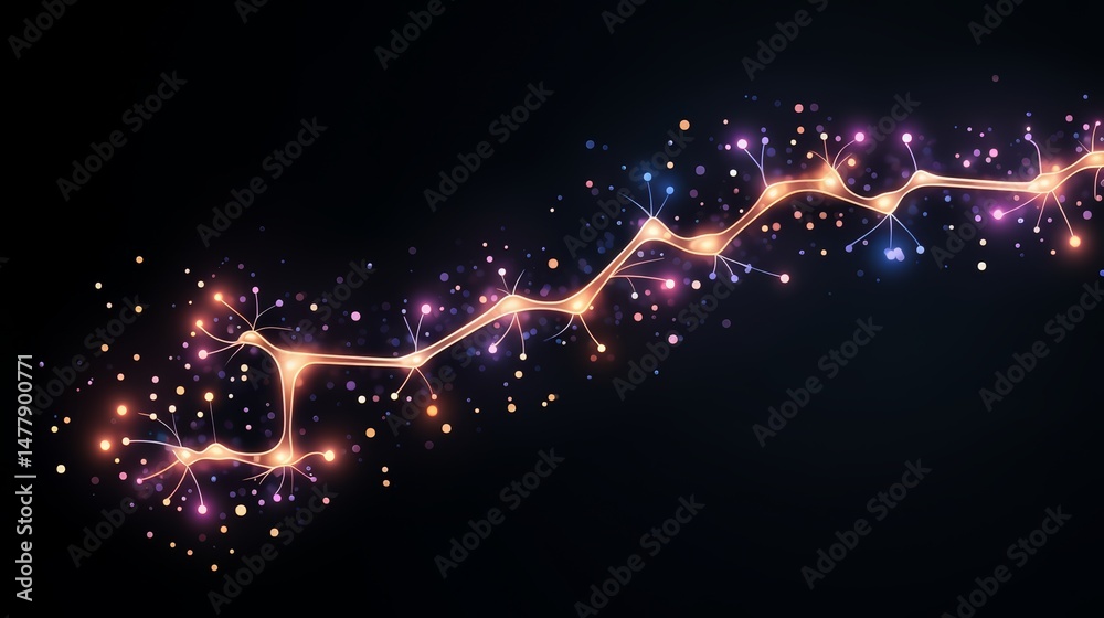 Leinwandbilder long line of colorful lights that are glowing in the dark. the lights are arranged in a way that the