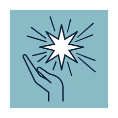Symbolic hand holding a bright star representing ideas inspiration or achievement