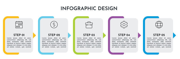 5 Option Infographics Rectangle Layout Template. Illustration Business Abstract Background. Infographics Design.