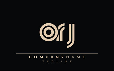 ORJ Creative Unique Modern Letter Logo Design. Stylized logo featuring a unique letter design, presenting abstract minimalist aesthetics and modern appeal.