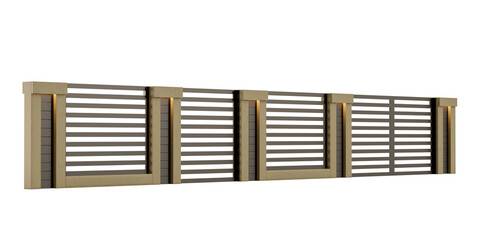 A long fence with four panels