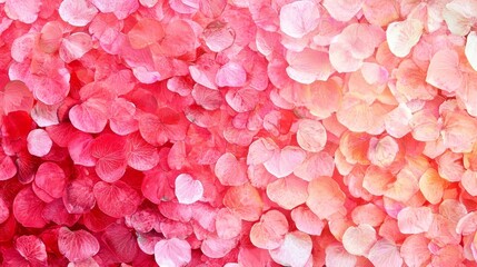 Obraz premium A vibrant full frame background showcases numerous small pink and orange botanical leaves forming a beautiful natural textured pattern.