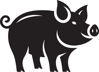 Pig Silhouette Vector Set – Farm Animal Outlines, Boar and Piglet Illustrations, Butcher Icons