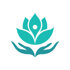 Wellbeing Spa Logo with Lotus Flower and Healing Hands