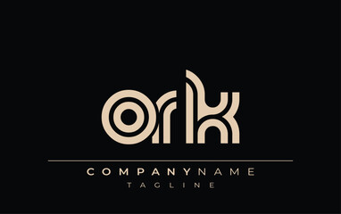 ORK Creative Unique Modern Letter Logo Design. Stylized logo featuring a unique letter design, presenting abstract minimalist aesthetics and modern appeal.