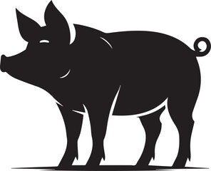 Pig Silhouette Vector Set – Farm Animal Outlines, Boar and Piglet Illustrations, Butcher Icons
