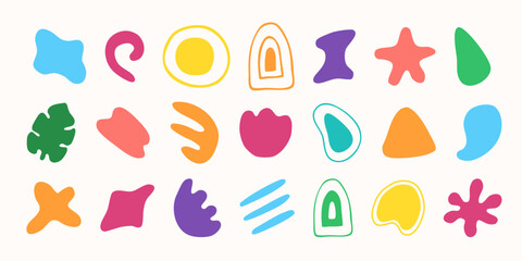 Colorful abstract hand-drawn shapes in playful, organic forms. A versatile design for kids’ projects, modern posters, crafts, packaging, and digital backgrounds.