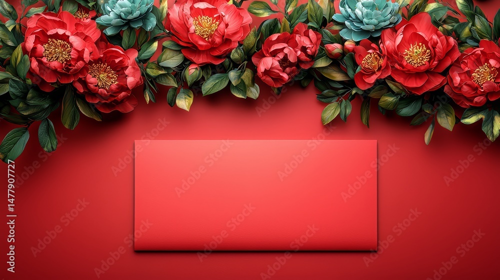 Aufkleber Red background with a red square in the middle. The square is empty