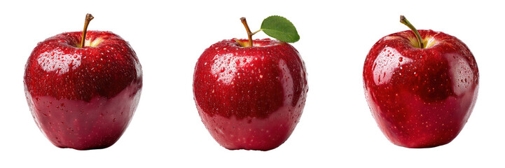 Fresh red apples isolated on transparent background for culinary use