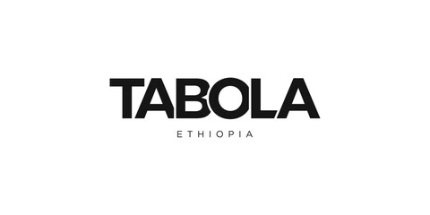 Tabola in the Ethiopia emblem. The design features a geometric style, vector illustration with bold typography in a modern font. The graphic slogan lettering.