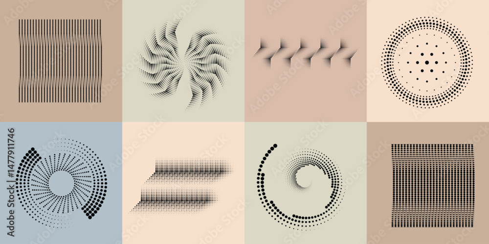 Fototapete halftone dots in circle form .rotate rounded shape vector illustration .rotating circles form a ring