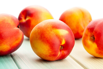 nectarine group on wood background