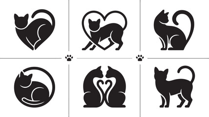 Cat logo design, vector set