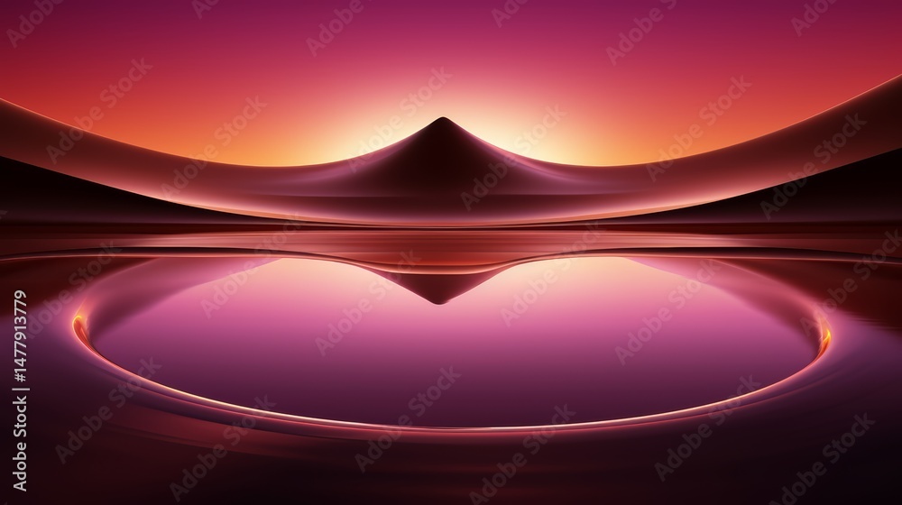 Poster beautiful landscape with a mountain in the background and a large body of water in the foreground. t