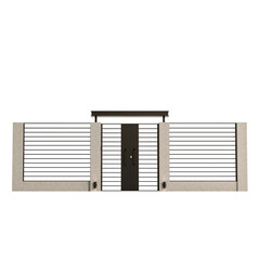 A gate with a black door and a black handle