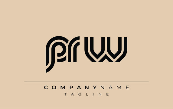 PRW Creative Unique Modern Letter Logo Design. Stylized logo featuring a unique letter design, presenting abstract minimalist aesthetics and modern appeal.