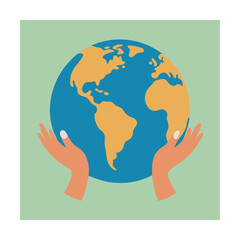 Hands cupping the earth globe symbolizing environmental protection and global care