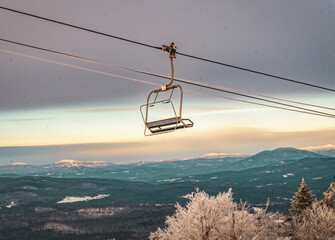 Snow-Covered Summit of a Ski Mountain in Winter