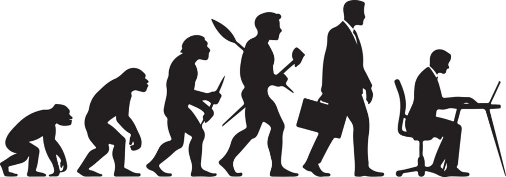 Silhouette of theory of evolution of man