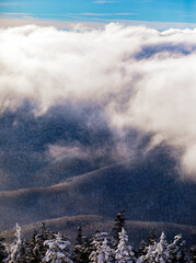 Snow-Covered Summit of a Ski Mountain in Winter