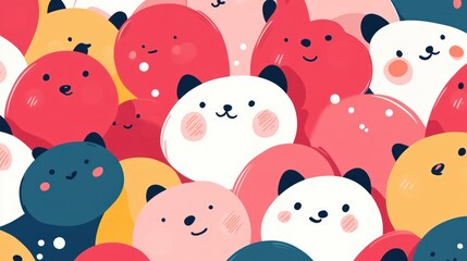 Cute animal faces in a colorful pattern (1)