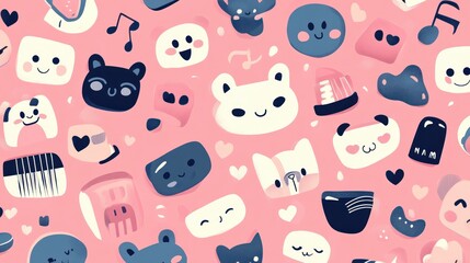 Fototapeta premium Cute animal faces pattern (5)