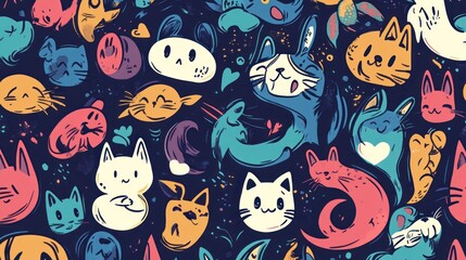 Cute animal faces pattern