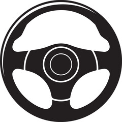 Steering Wheel Silhouette Black Vector | Car Drive Icon Clipart Design