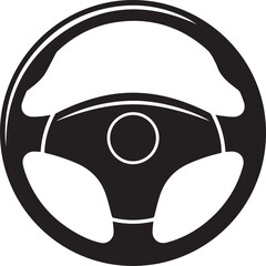 Steering Wheel Silhouette Black Vector | Car Drive Icon Clipart Design
